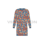 Teen girls sweatshirt dress flat sketch, front view