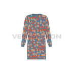 Teen girls sweatshirt dress flat sketch, back view