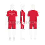Teens boys soccer kit flat sketch, croqui sketch