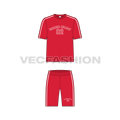 Teens boys soccer kit flat sketch, front view