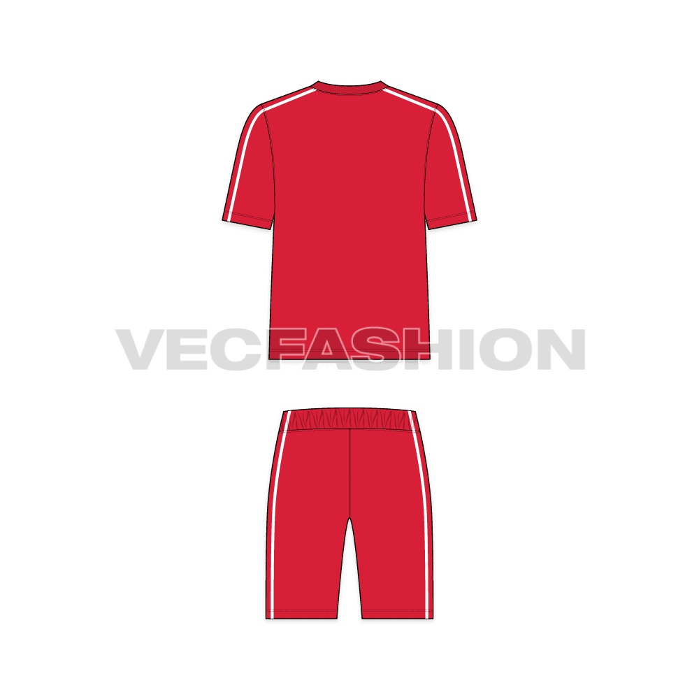 Teens boys soccer kit flat sketch, back view