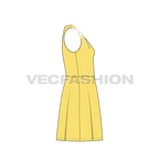 Teens girls frock with lace collar flat sketch, side view