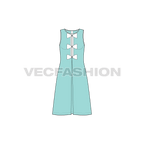 Teens girls frock, navy flat sketch, front view