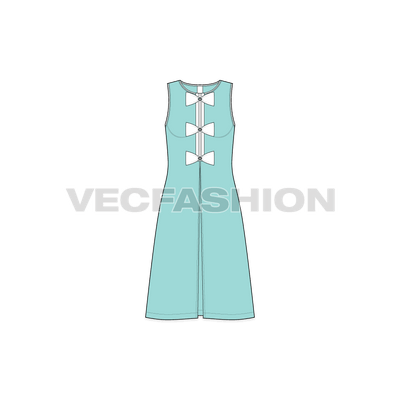 Teens girls frock, navy flat sketch, front view
