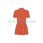 Teens girls polo frock dress flat sketch, back view