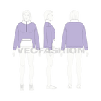 Teens oversized sweatshirt flat sketch, croqui sketch