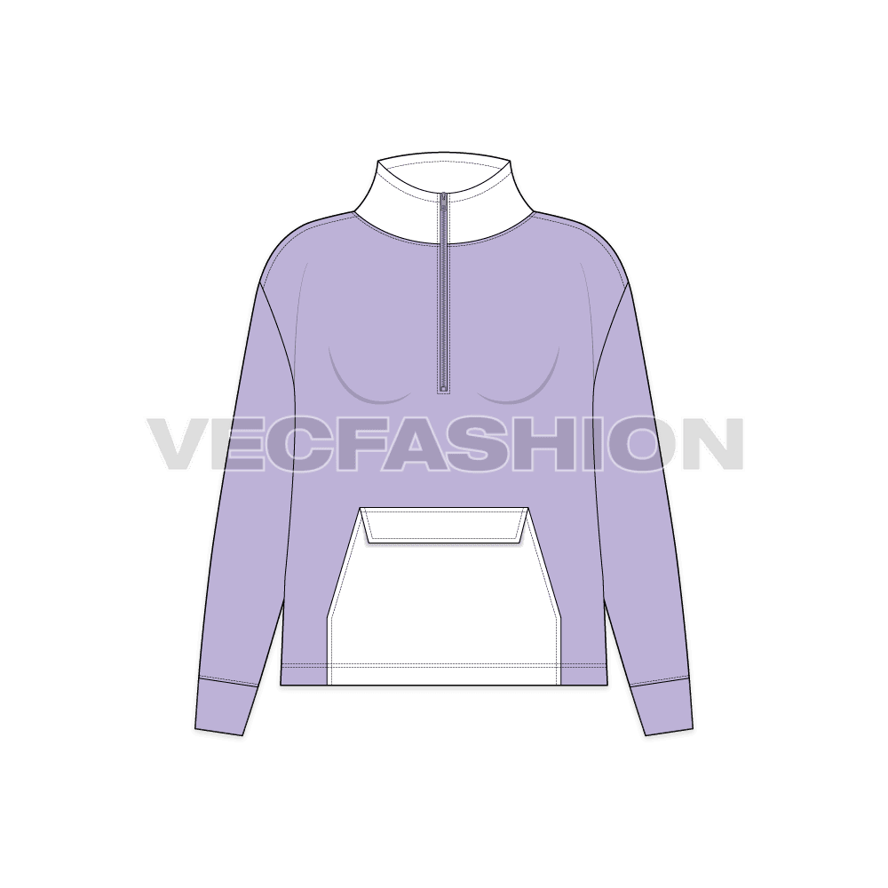 Teens oversized sweatshirt flat sketch, front view