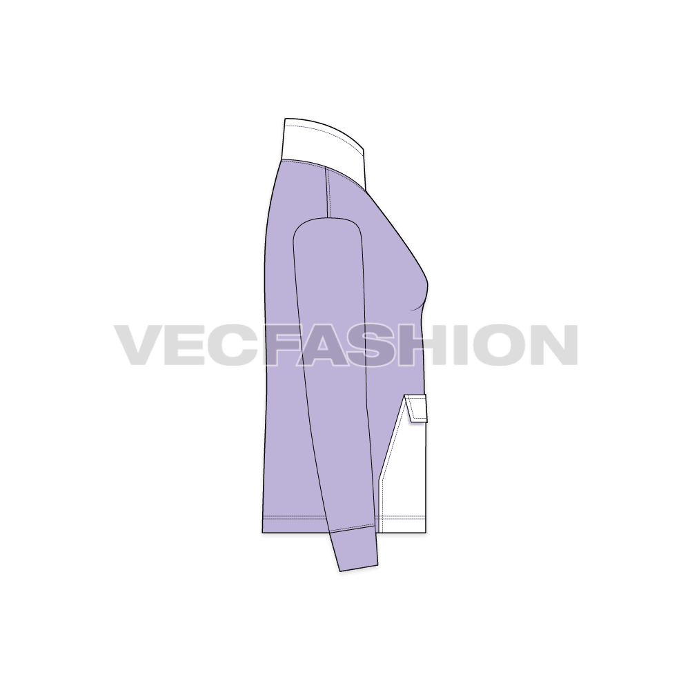Teens oversized sweatshirt flat sketch, side view