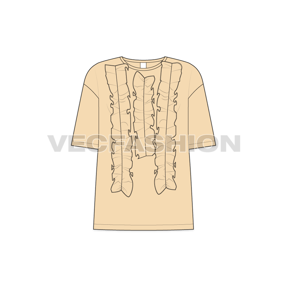 Teens oversized tee flat sketch, front view
