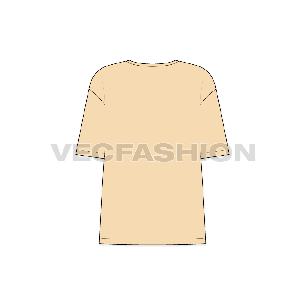 Teens oversized tee flat sketch, back view