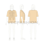 Teens oversized tee flat sketch, croqui sketch