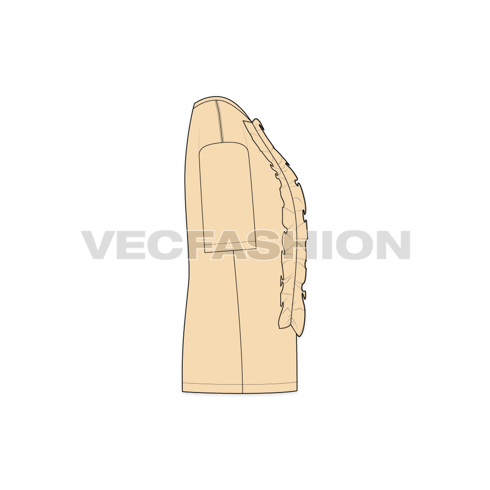 Teens oversized tee flat sketch, side view
