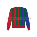 Teens slim fit striped sweatshirt flat sketch, front view