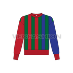 Teens slim fit striped sweatshirt flat sketch, front view