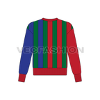 Teens slim fit striped sweatshirt flat sketch, back view