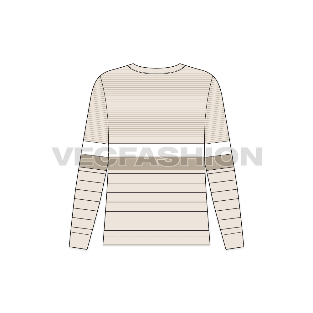 Teens striped sweater flat sketch, back view
