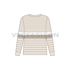 Teens striped sweater flat sketch, back view