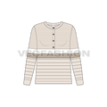 Teens striped sweater flat sketch, front view
