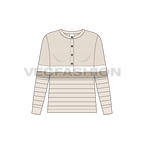 Teens striped sweater flat sketch, front view