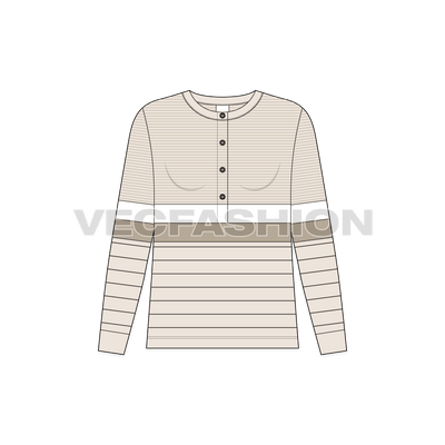 Teens striped sweater flat sketch, front view