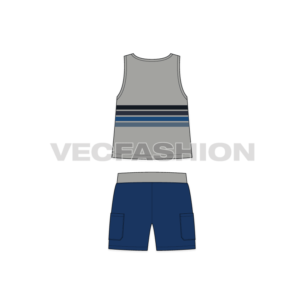 Toddler boy clothing set flat sketch, back view