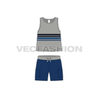 Toddler boy clothing set flat sketch, front view