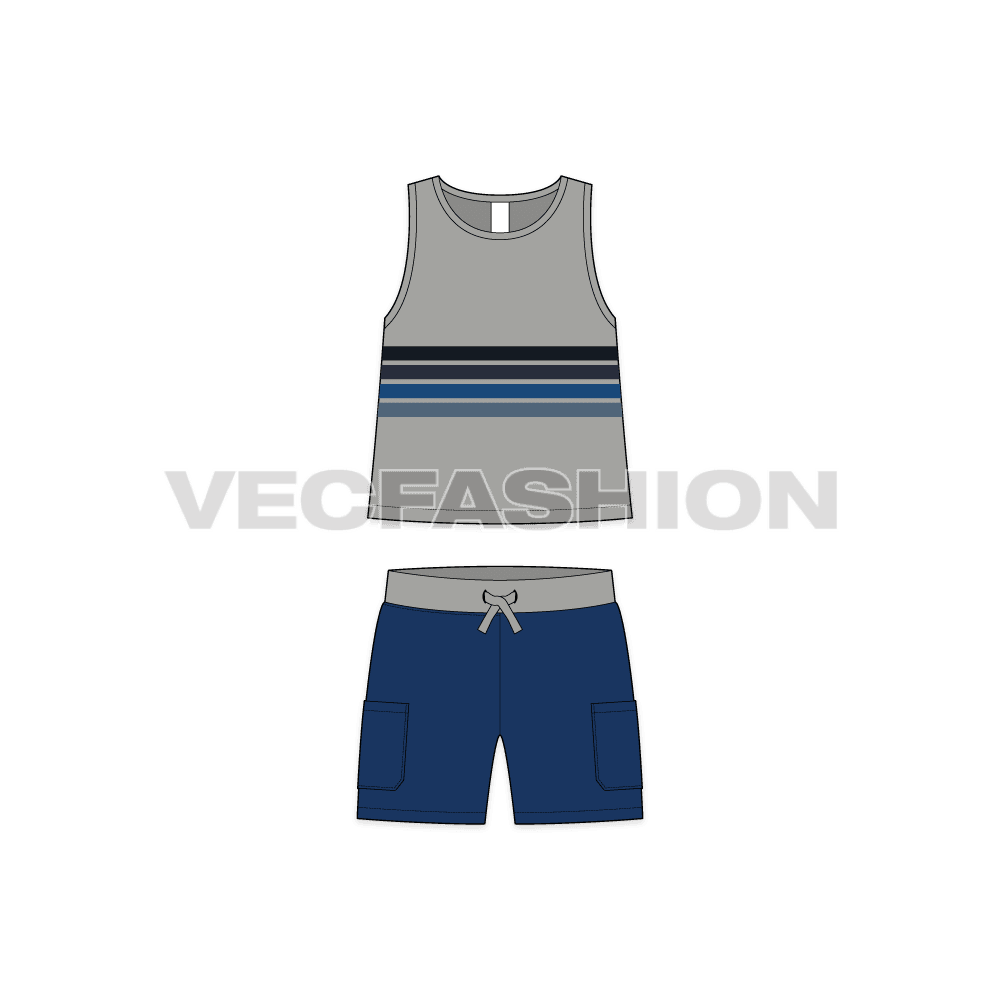 Toddler boy clothing set flat sketch, front view