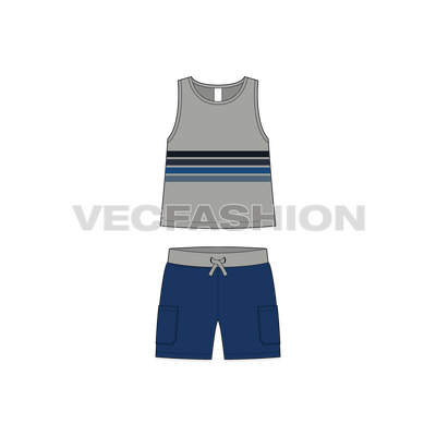 Toddler boy clothing set flat sketch, front view