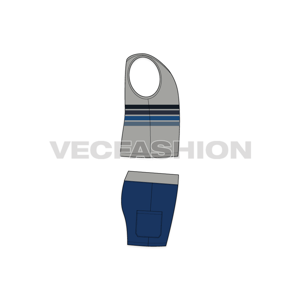 Toddler boy clothing set flat sketch, side view