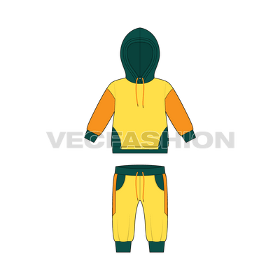 Toddler boy oversized sweatsuit flat sketch, front view