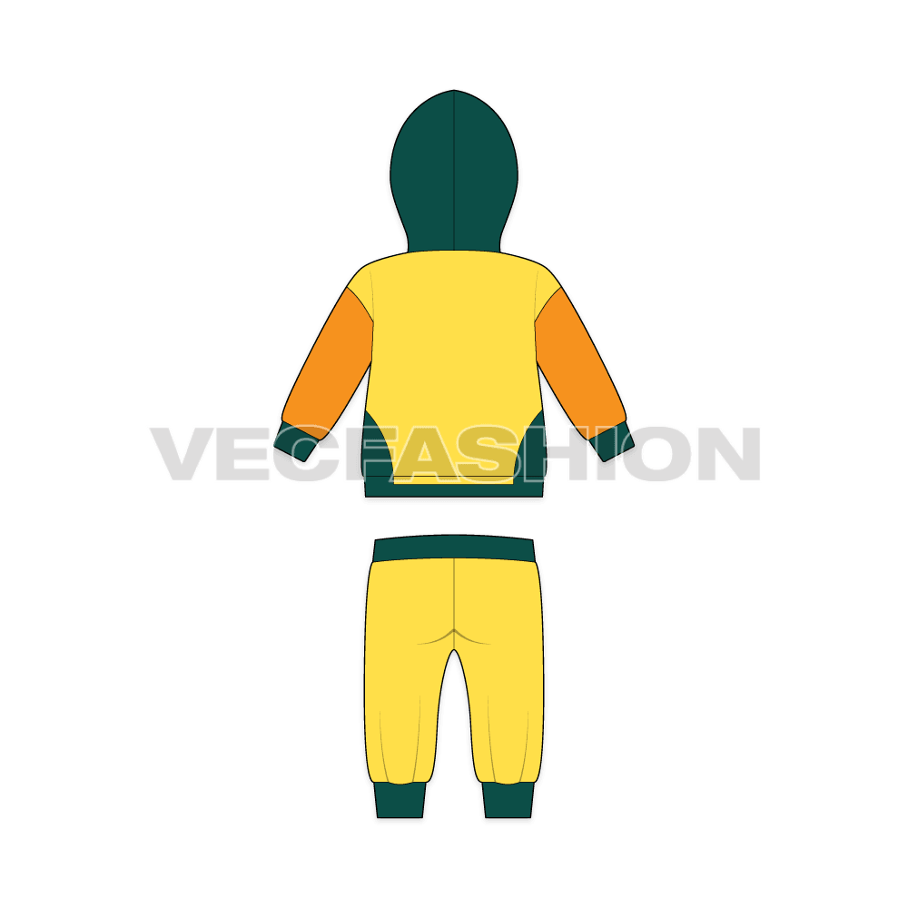 Toddler boy oversized sweatsuit flat sketch, back view