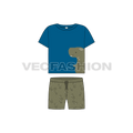 Toddler boy summer set flat sketch, front view