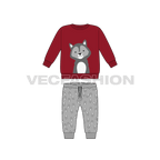 Toddler boy sweatsuit flat sketch, front view