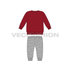 Toddler boy sweatsuit flat sketch, back view