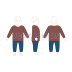Toddler boys daywear set flat sketch, croqui sketch