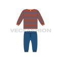 Toddler boys daywear set flat sketch, front view