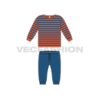 Toddler boys daywear set flat sketch, front view