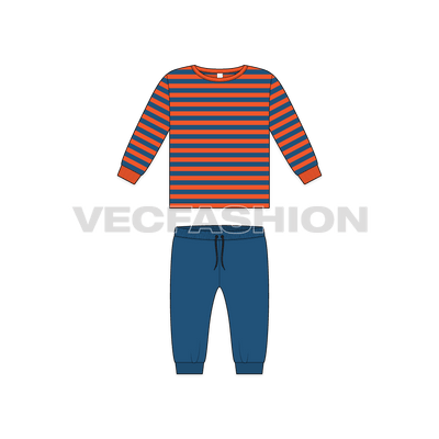 Toddler boys daywear set flat sketch, front view