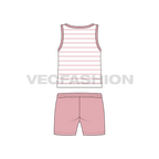 Toddler boys tank top shorts set flat sketch, back view