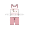 Toddler boys tank top shorts set flat sketch, front view
