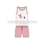 Toddler boys tank top shorts set flat sketch, front view