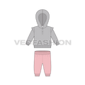 Toddler girl sweatsuit flat sketch, front view