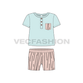 Toddler girl t-shirt shorts set flat sketch, front view