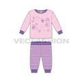 Toddler girls daywear set flat sketch, front view