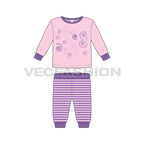 Toddler girls daywear set flat sketch, front view