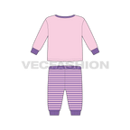 Toddler girls daywear set flat sketch, back view