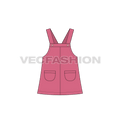 Toddler girls dungaree flat sketch, front view