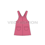 Toddler girls dungaree flat sketch, front view