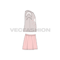Toddler girls fashion tee and skirt set flat sketch, front view
