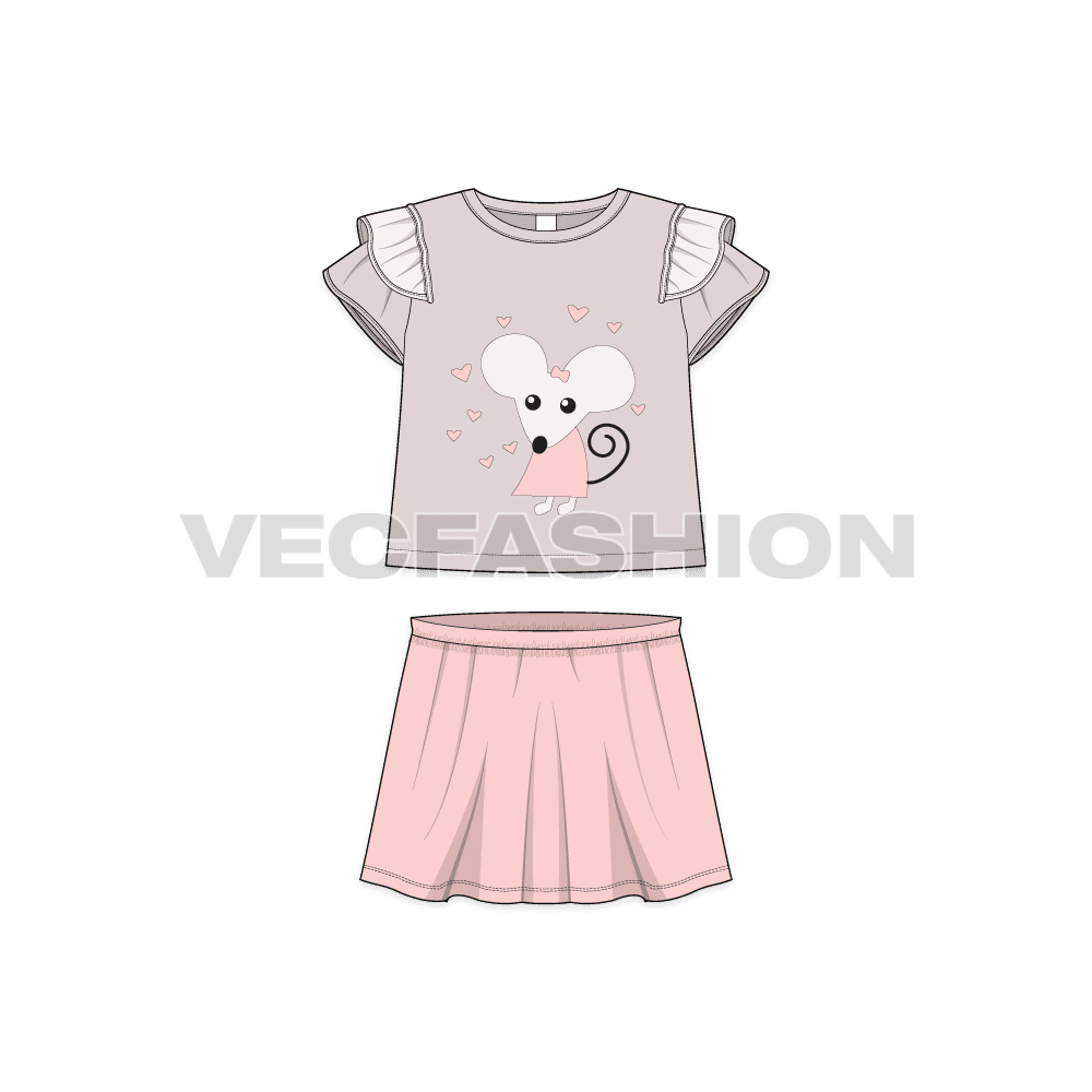 Toddler Girls Fashion Tee And Skirt Set